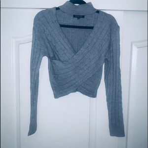 Hers & Mine Cropped Grey Sweater